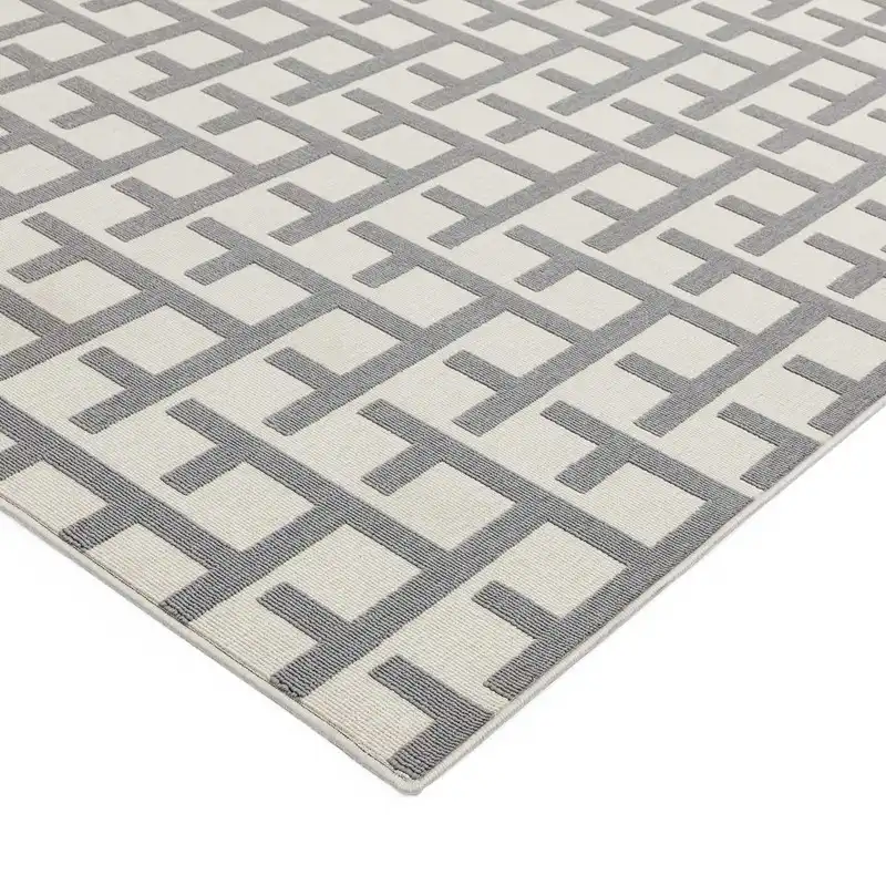 Antibes AN03 White Grey Grid Rug - Image 4