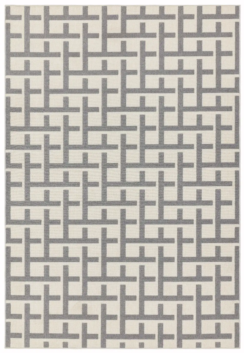 Antibes AN03 White Grey Grid Rug - Image 5