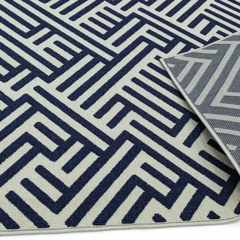 Antibes AN04 Blue White Linear Rug - Image 3