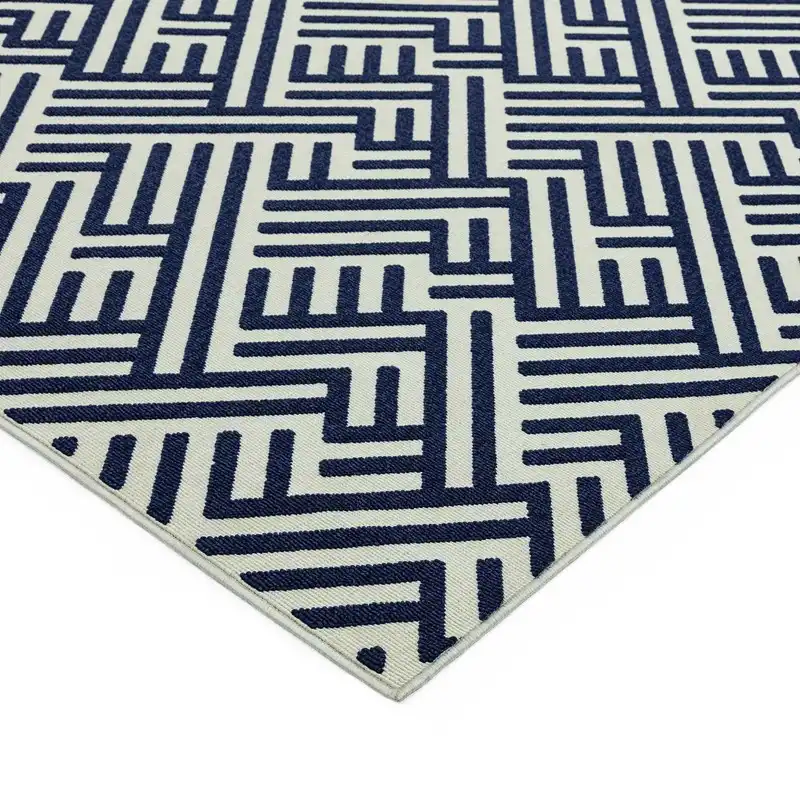 Antibes AN04 Blue White Linear Rug - Image 4