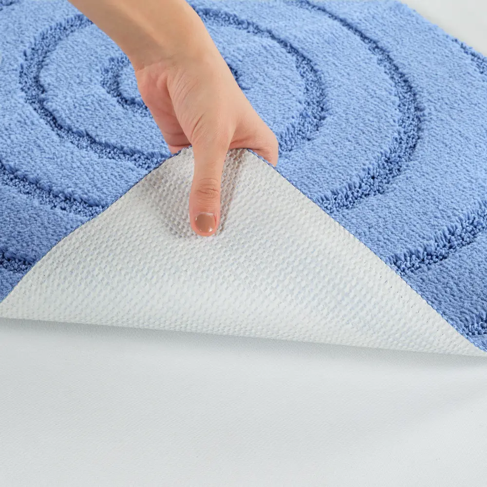April 2-Piece Machine Washable Non-Slip Blue Bathroom Rug Set - Image 3