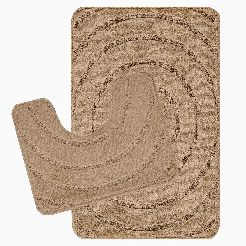 April 2-Piece Machine Washable Non-Slip Brown Bathroom Rug Set - Image 8