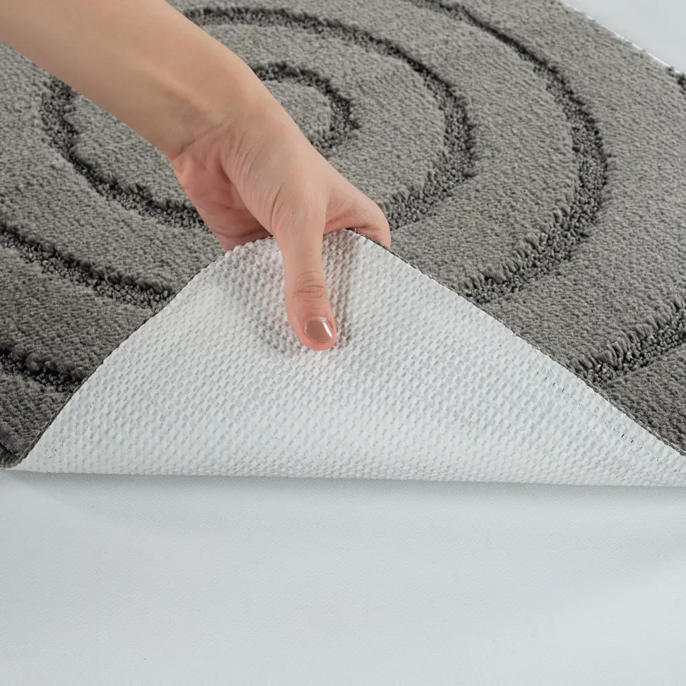 April 2-Piece Machine Washable Non-Slip Dark Grey Bathroom Rug Set - Image 4