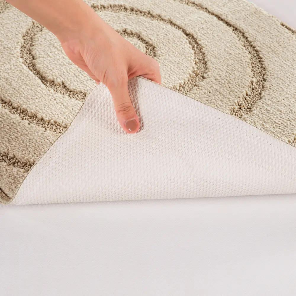 April 2-Piece Machine Washable Non-Slip Light Beige Bathroom Rug Set - Image 5