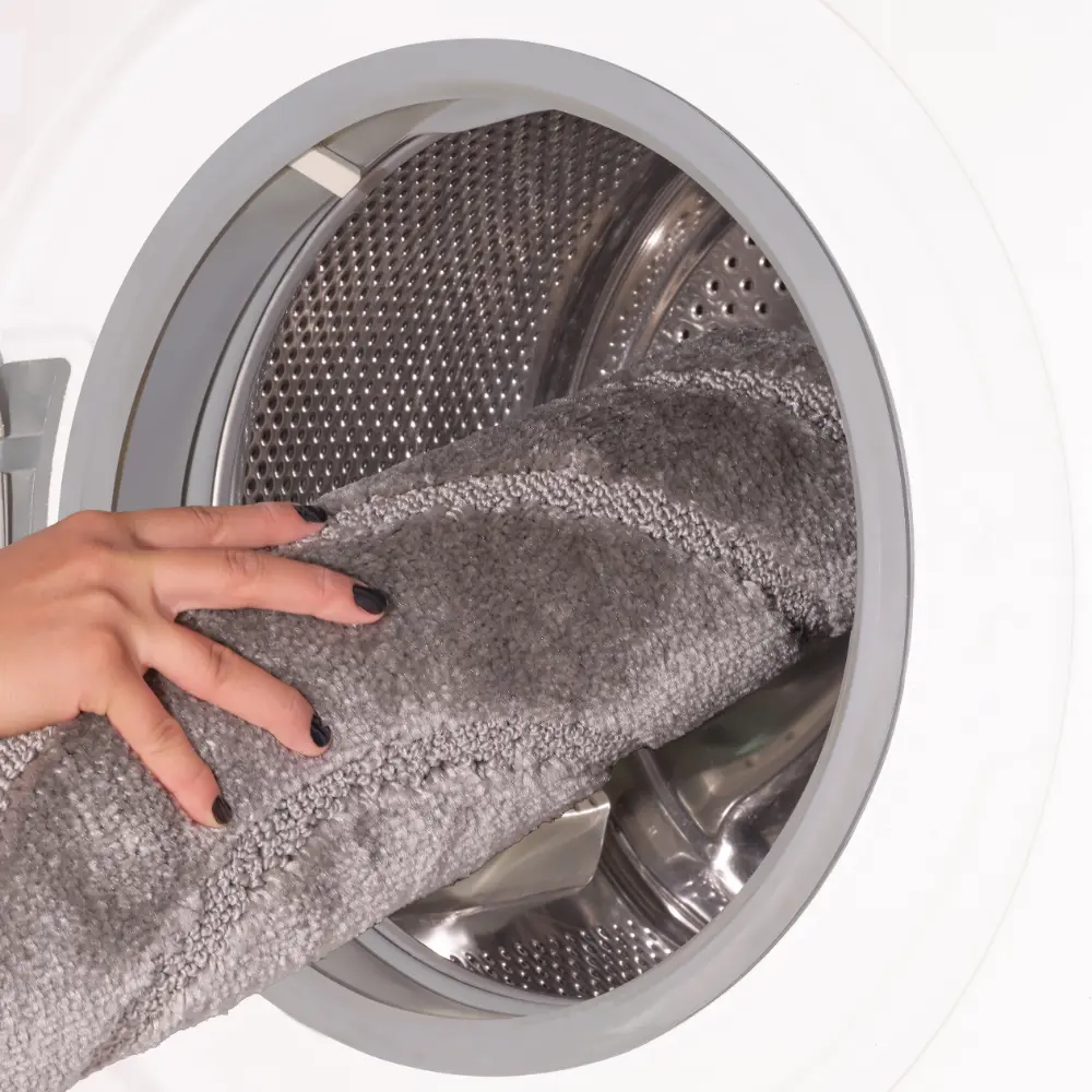 April 2-Piece Machine Washable Non-Slip Light Grey Bathroom Rug Set - Image 4