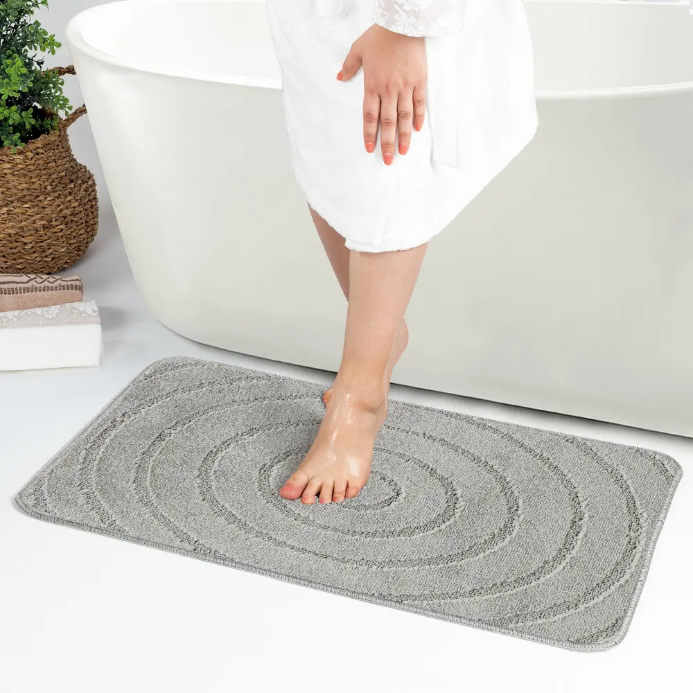 April 2-Piece Machine Washable Non-Slip Light Grey Bathroom Rug Set - Image 9