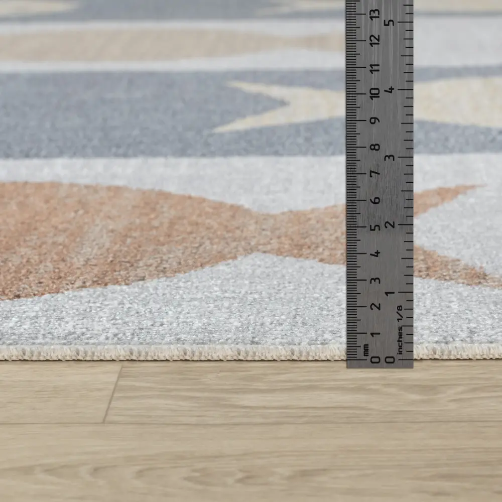 Aquafiesta Kids Machine Washable Beige/Grey/Orange Bedroom Rug - Image 11