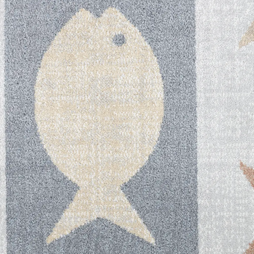 Aquafiesta Kids Machine Washable Beige/Grey/Orange Bedroom Rug - Image 12