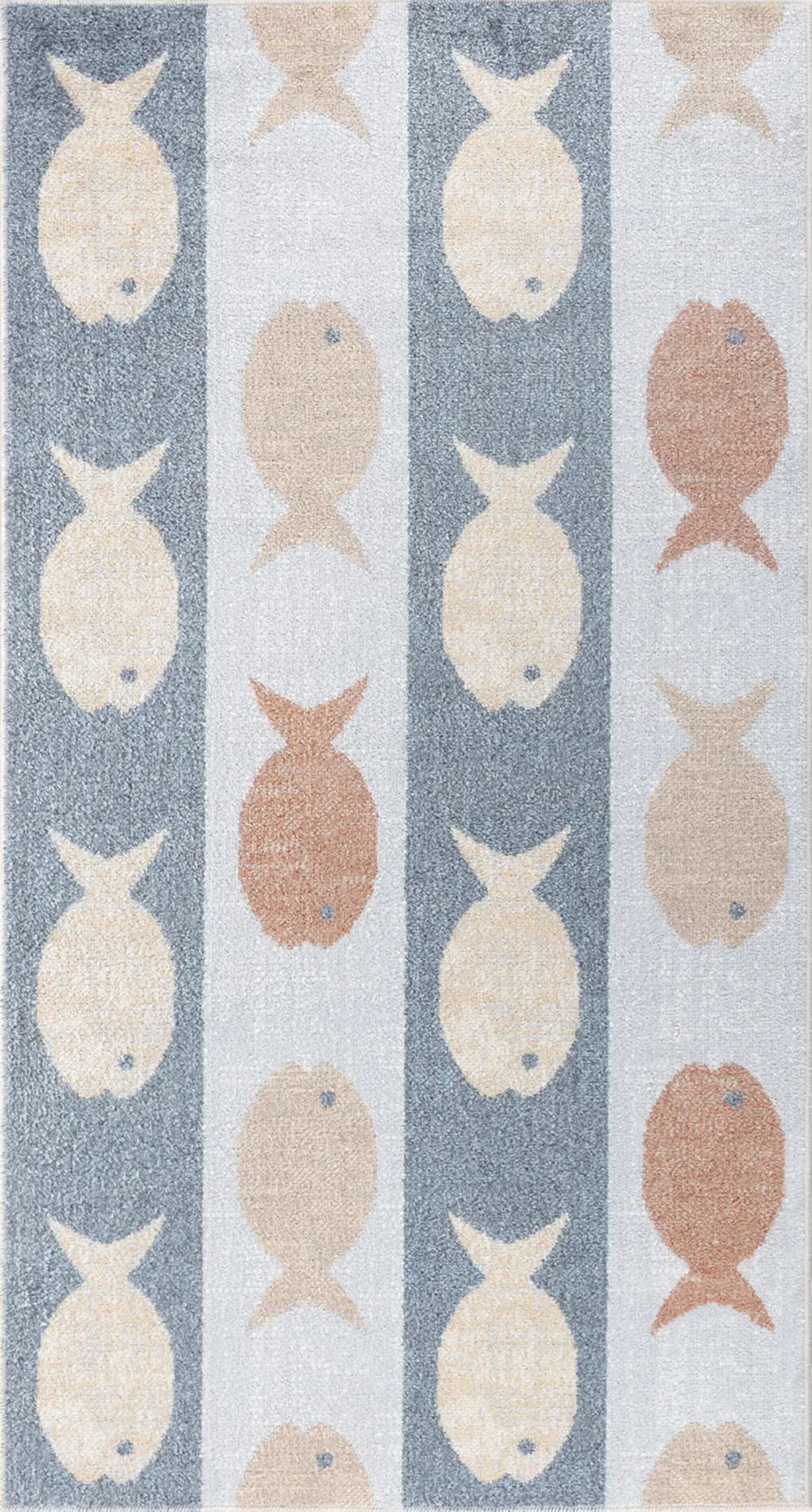 Aquafiesta Kids Machine Washable Beige/Grey/Orange Bedroom Rug - Image 3