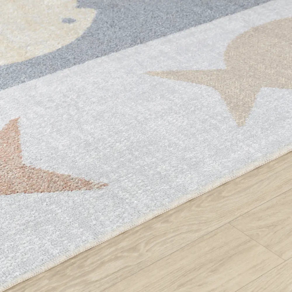 Aquafiesta Kids Machine Washable Beige/Grey/Orange Bedroom Rug - Image 9