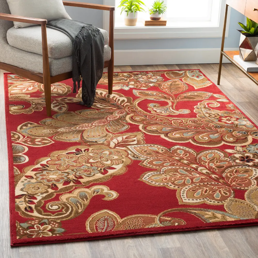 Arosa Traditional Boho Dark Red Rug - Image 4