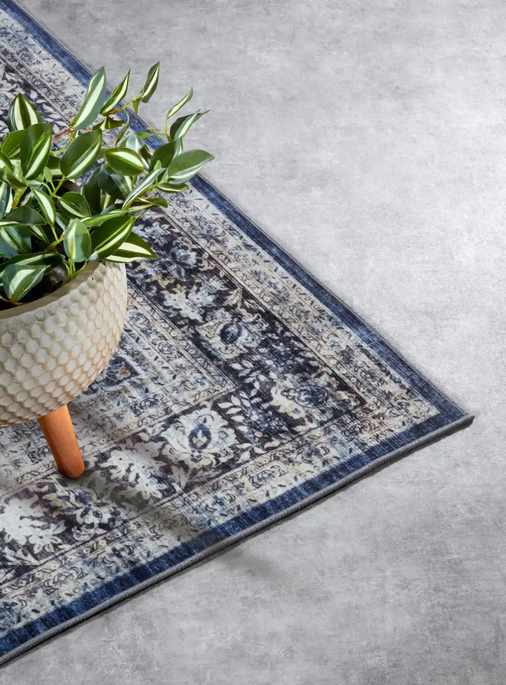 Asya 106039 Dark Blue Cream Rug - Image 3
