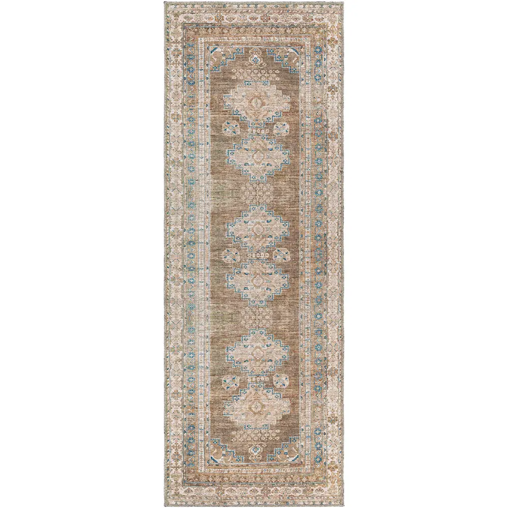 Athena Machine Washable Traditionnal Boho Brown Rug - Image 14