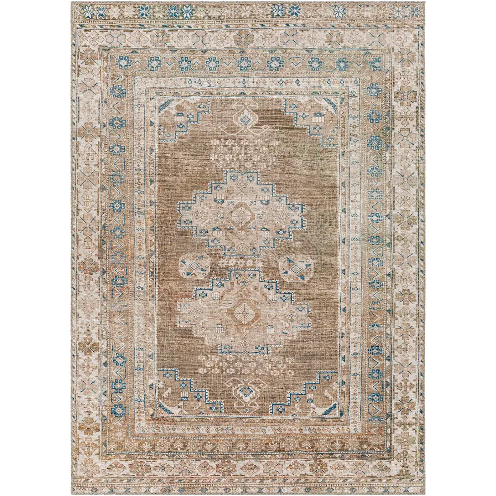 Athena Machine Washable Traditionnal Boho Brown Rug - Image 15