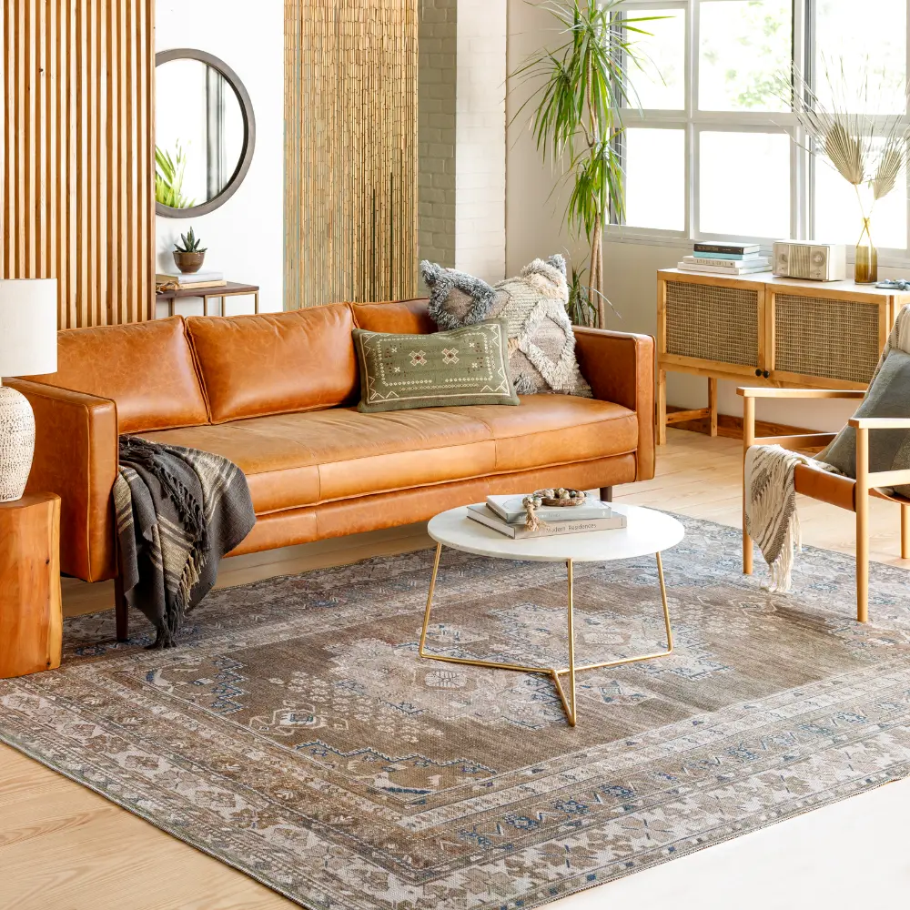 Athena Machine Washable Traditionnal Boho Brown Rug - Image 9