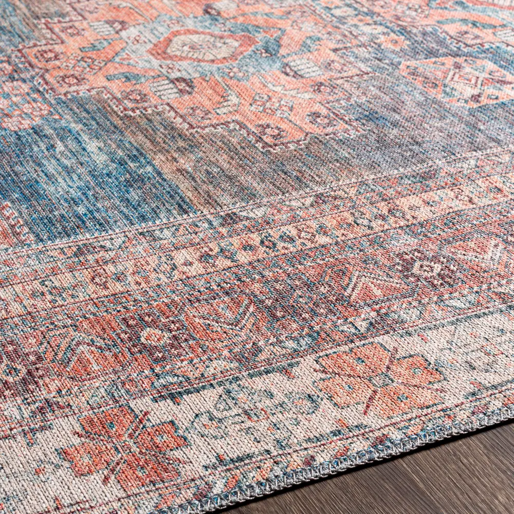 Athena Machine Washable Traditionnal Boho Coral Rug - Image 3