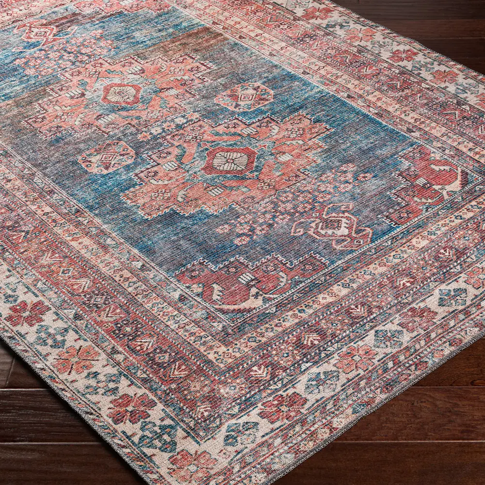 Athena Machine Washable Traditionnal Boho Coral Rug - Image 7