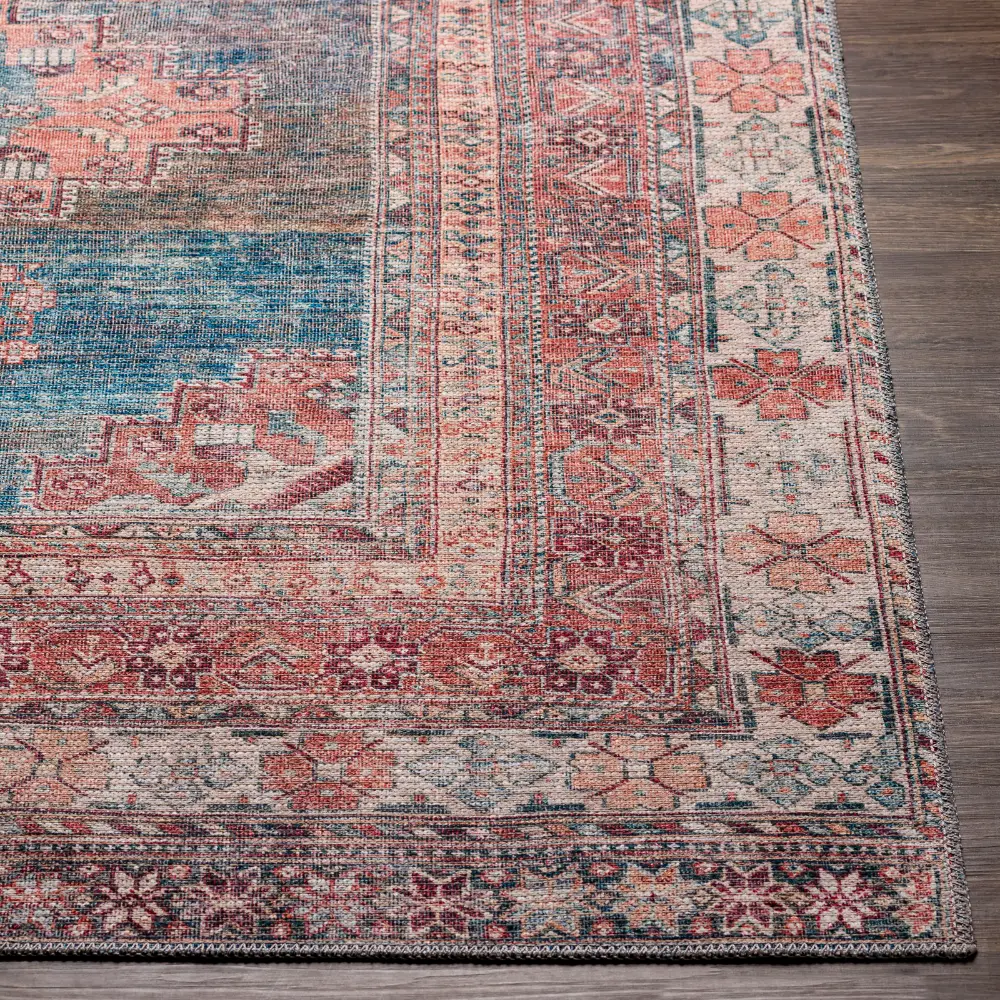 Athena Machine Washable Traditionnal Boho Coral Rug - Image 9