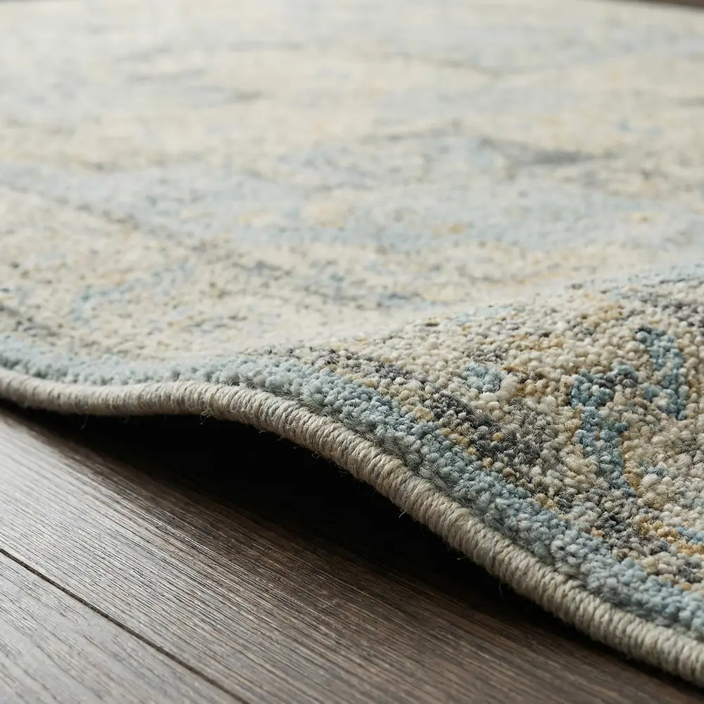 Avellino Vintage Beige Blue Gray Traditional Boho High Pile Living Dining Bedroom Rug AVL2300 - Image 4