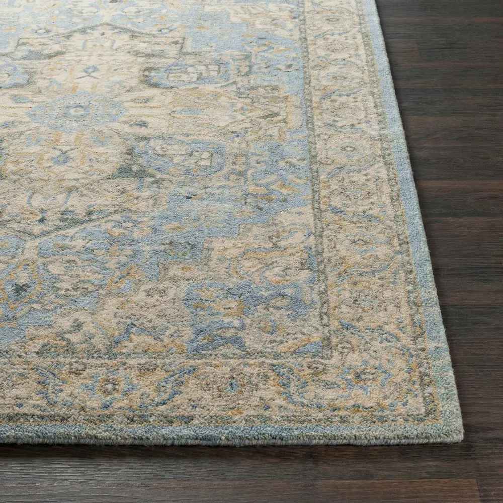Avellino Vintage Beige Blue Gray Traditional Boho High Pile Living Dining Bedroom Rug AVL2300 - Image 7