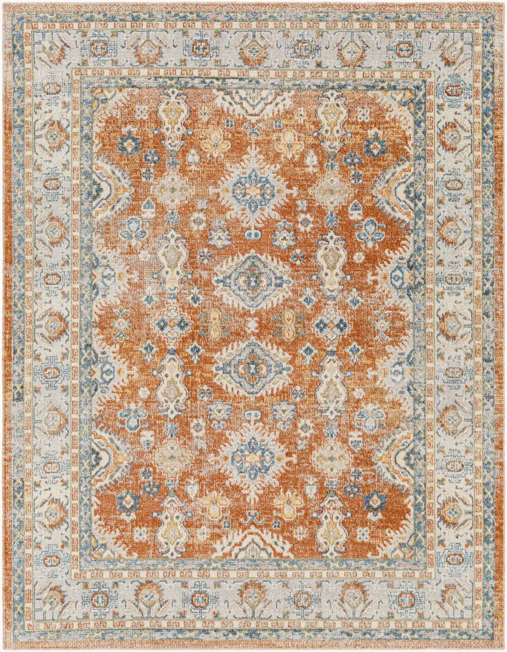 Avni Machine Washable Oriental Boho Burnt Orange Rug - Image 5