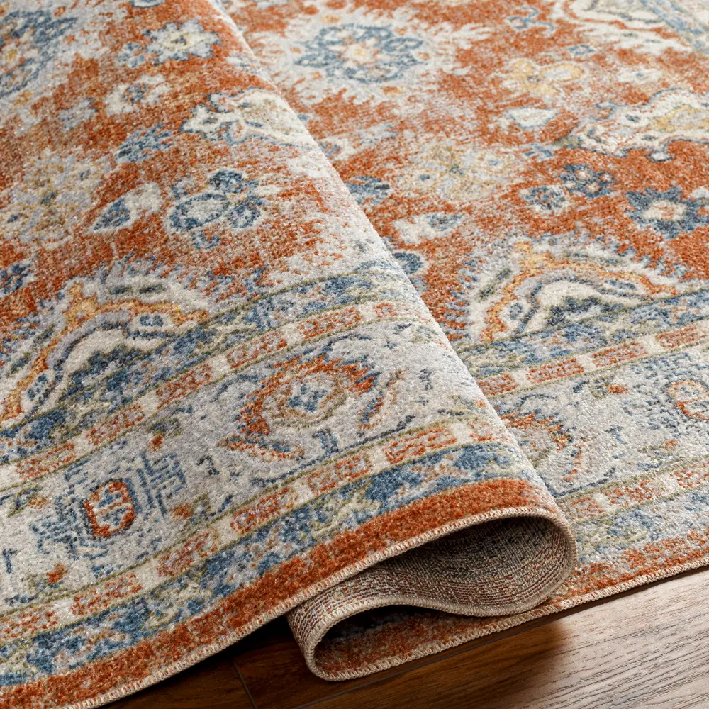 Avni Machine Washable Oriental Boho Burnt Orange Rug - Image 9