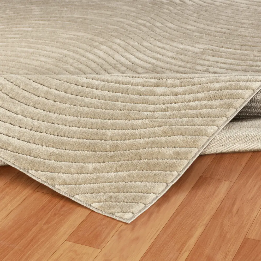 Ayumi In- & Outdoor 3D High & Low Pile Textured Beige Rug - Image 11