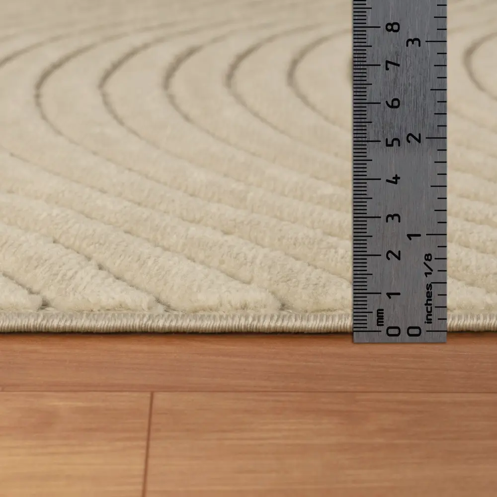 Ayumi In- & Outdoor 3D High & Low Pile Textured Beige Rug - Image 3