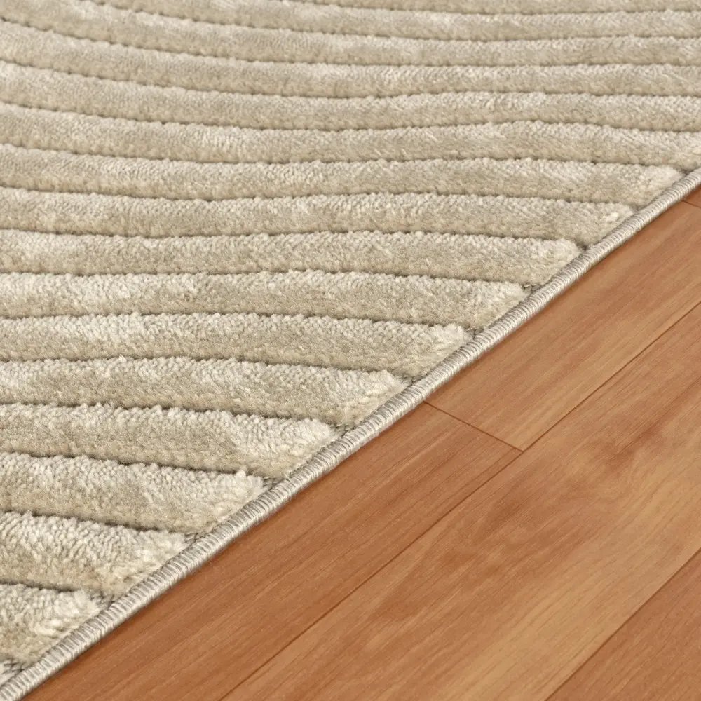 Ayumi In- & Outdoor 3D High & Low Pile Textured Beige Rug - Image 5