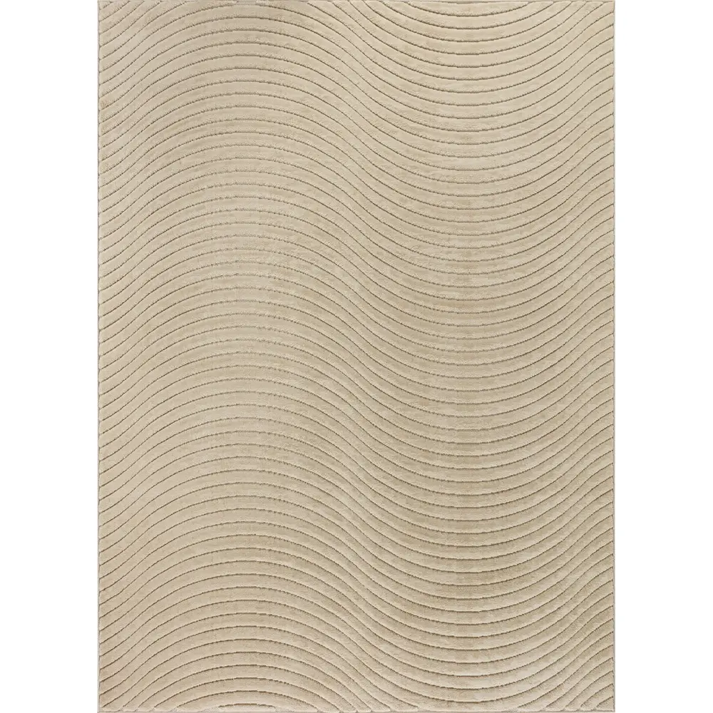Ayumi In- & Outdoor 3D High & Low Pile Textured Beige Rug - Image 7