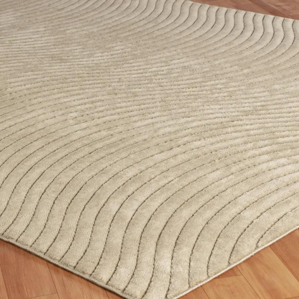 Ayumi In- & Outdoor 3D High & Low Pile Textured Beige Rug - Image 8