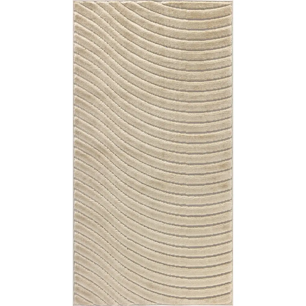 Ayumi In- & Outdoor 3D High & Low Pile Textured Beige Rug - Image 9