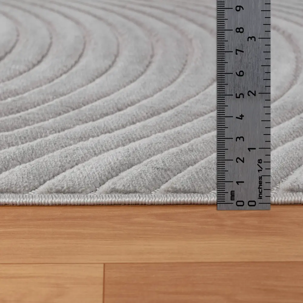 Ayumi In- & Outdoor 3D High & Low Pile Textured Grey Rug - Image 3