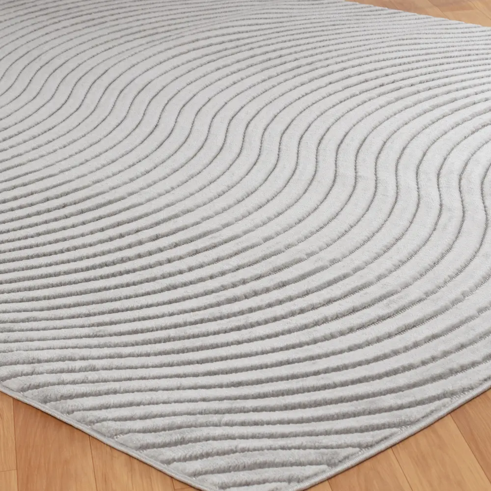 Ayumi In- & Outdoor 3D High & Low Pile Textured Grey Rug - Image 8