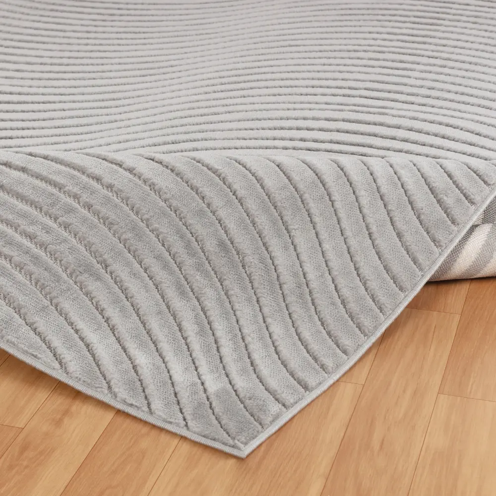 Ayumi In- & Outdoor 3D High & Low Pile Textured Grey Rug - Image 9