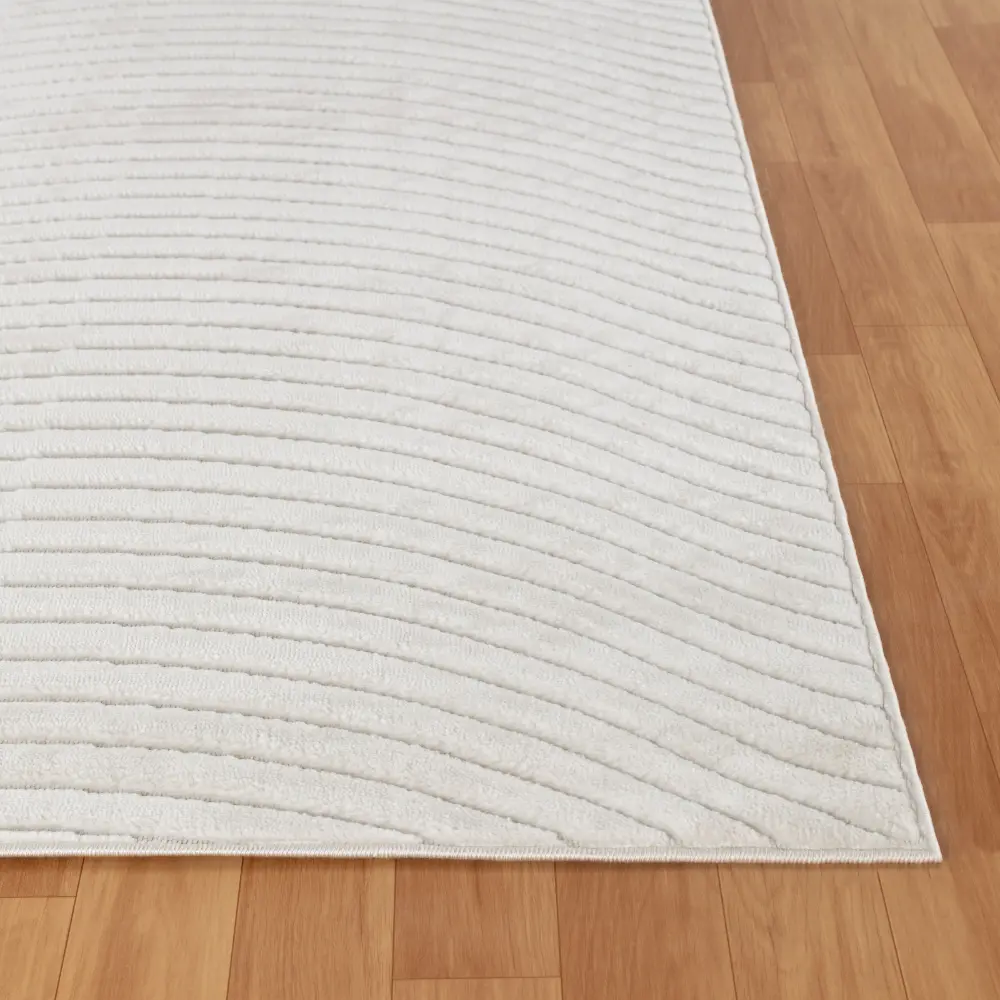 Ayumi In- & Outdoor 3D High & Low Pile Textured White Rug - Image 7