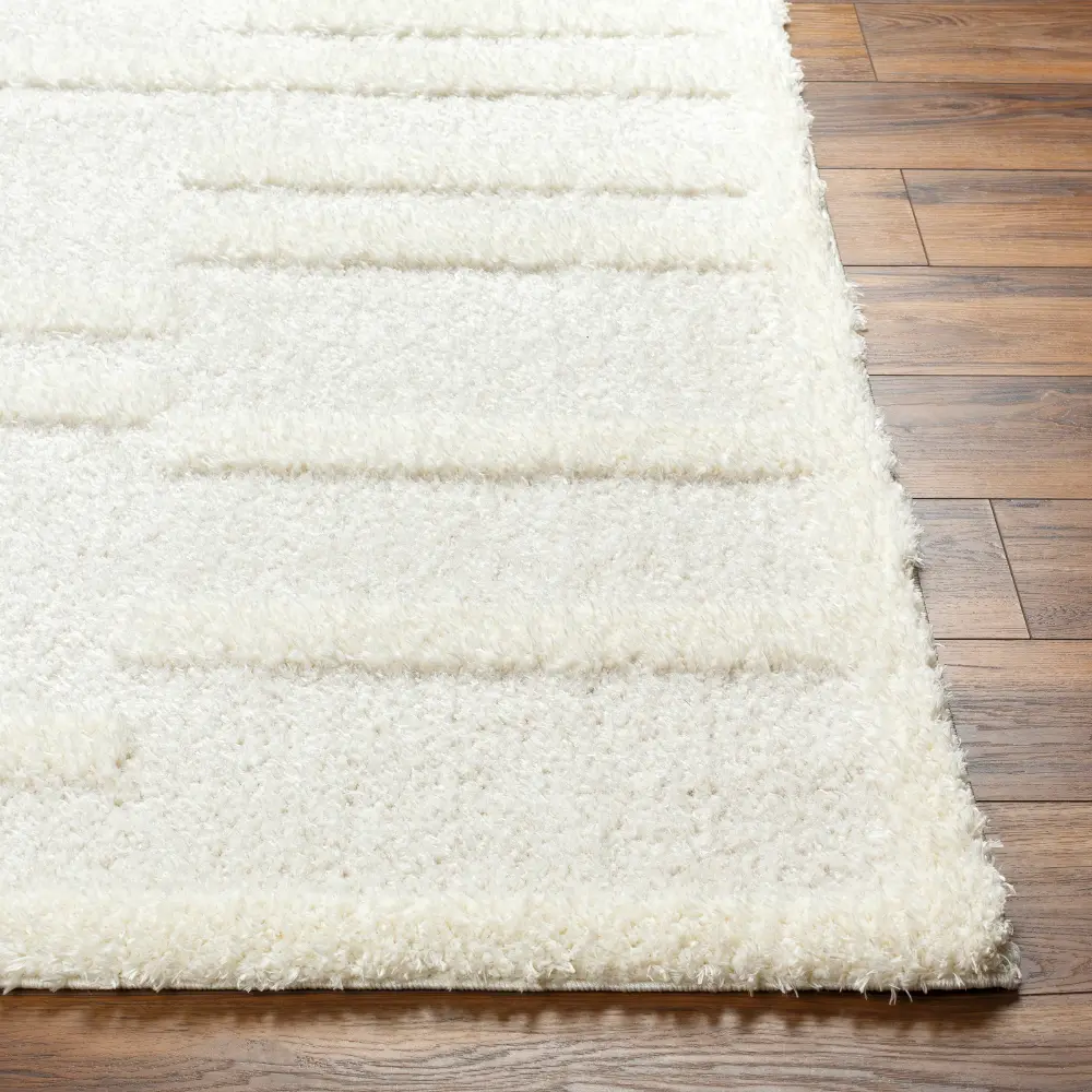 Bahrani Shaggy Modern Plush Pile Beige/Ivory Rug - Image 6