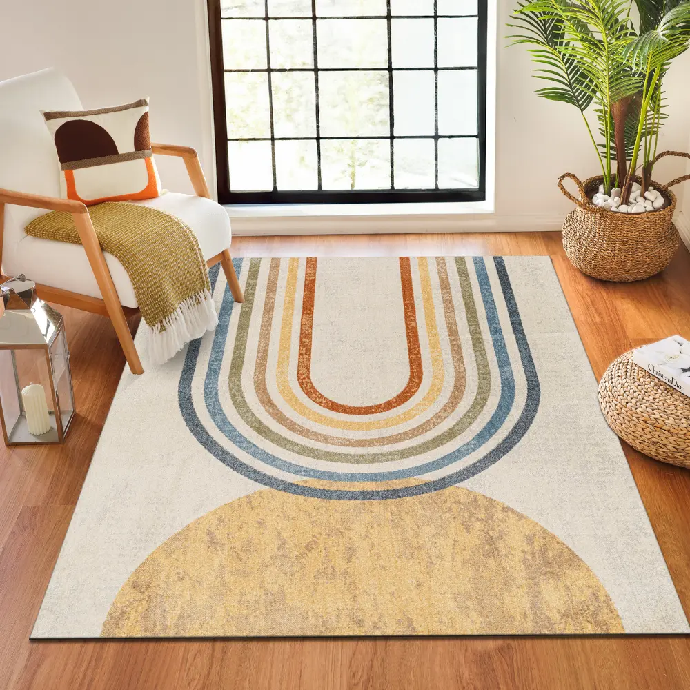 Barbara Machine Washable Modern Beige Rug