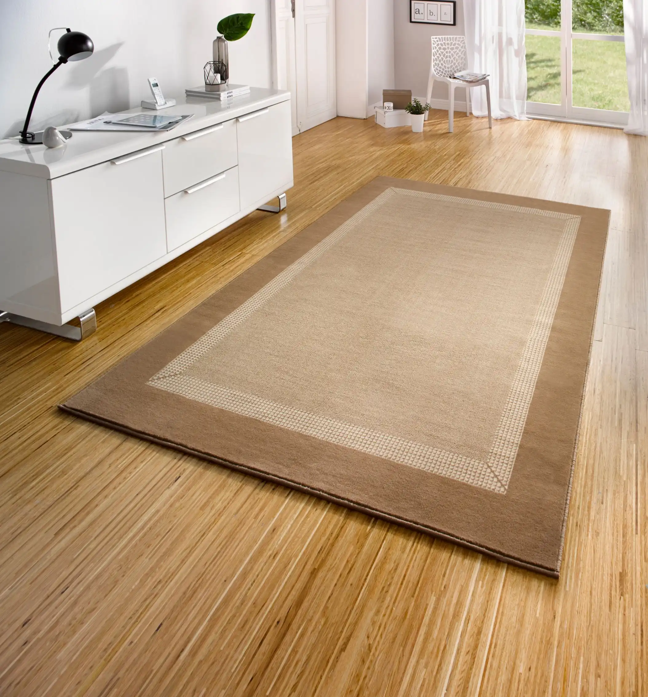 Basic 102498 Band Beige Cream Rug