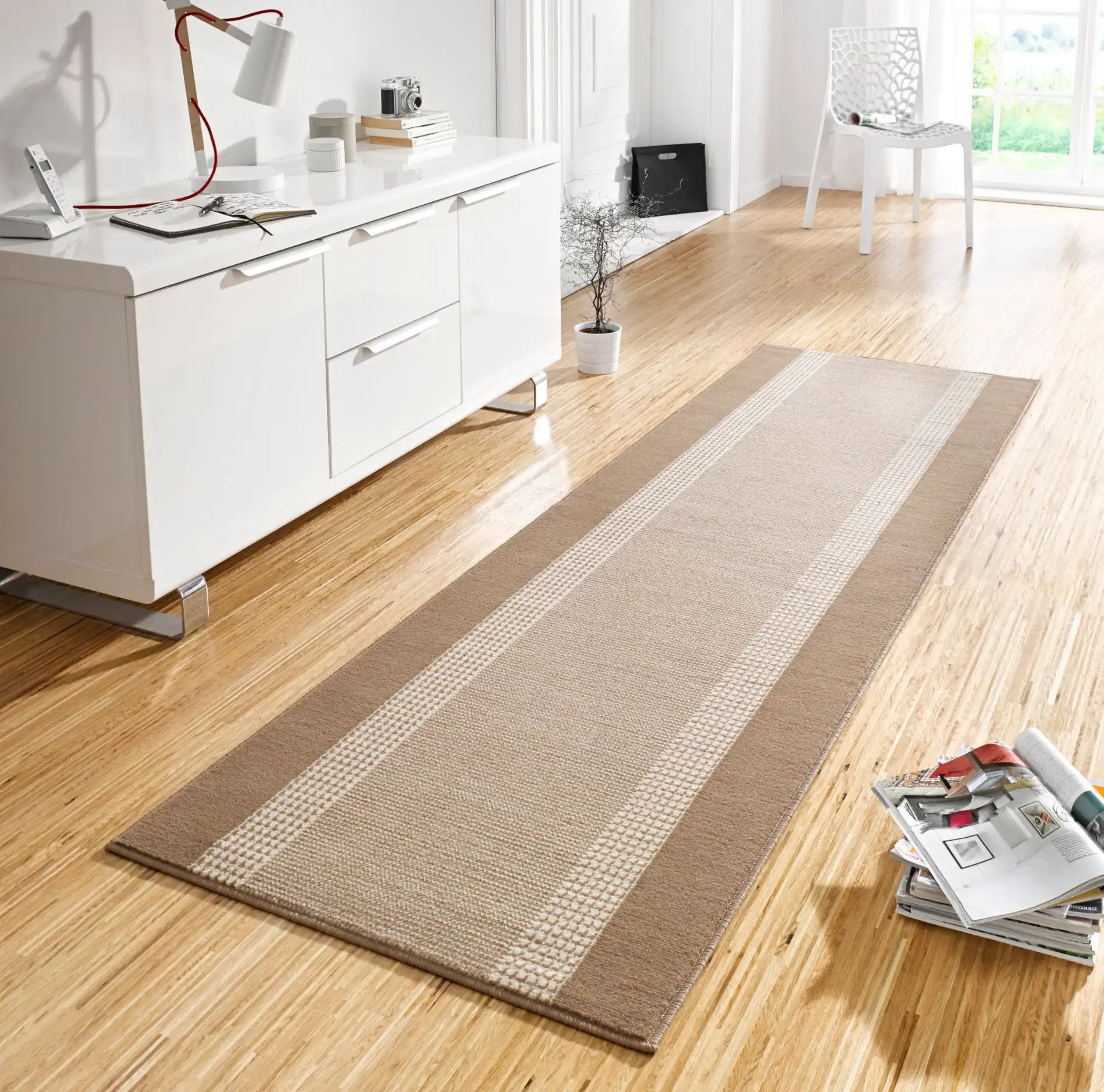 Basic 102498 Band Beige Cream Rug - Image 4