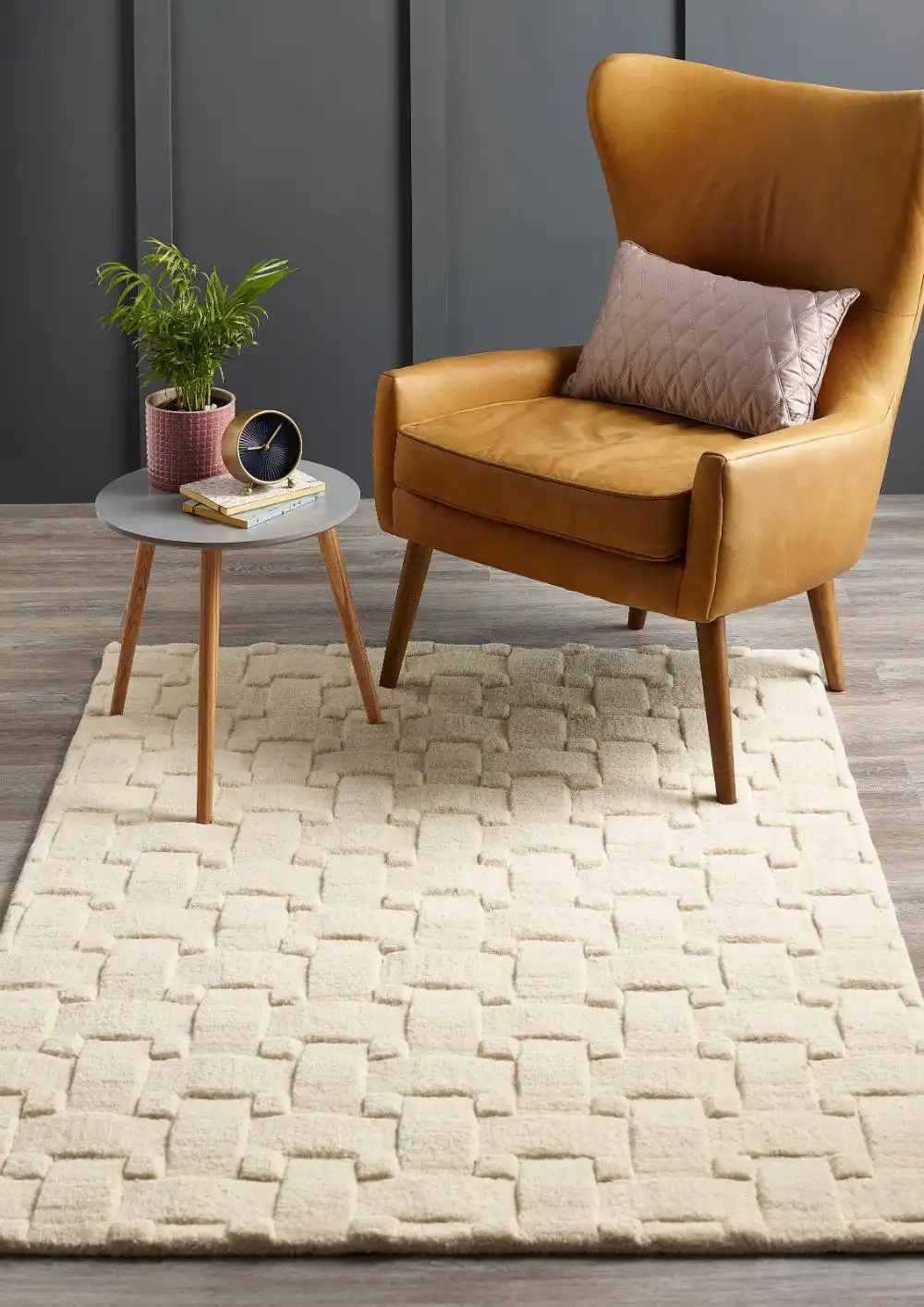 Basket Weave 3D New Ivory Rug - Image 2