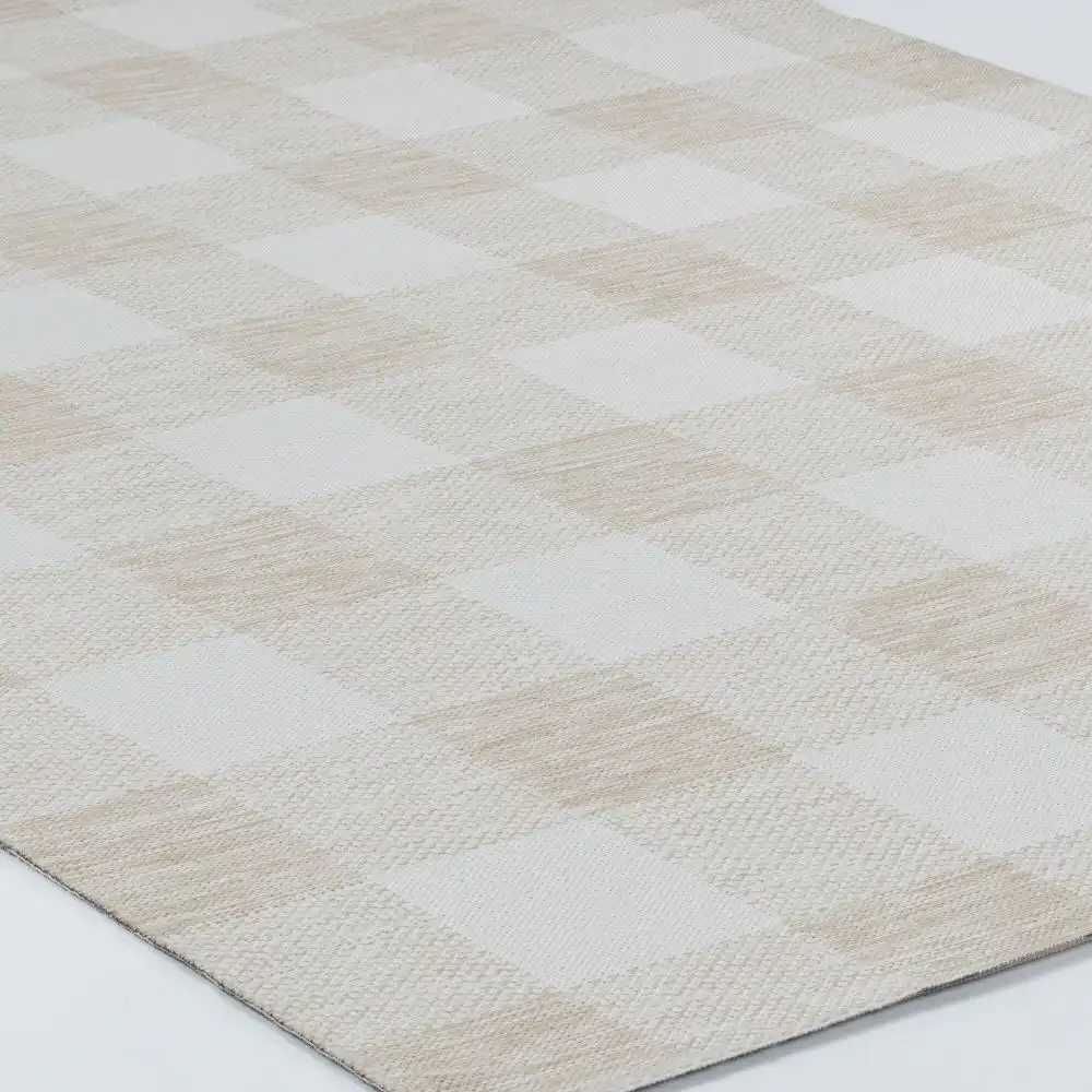 Biddi In- & Outdoor Modern Light Brown Checkered Rug - Image 8