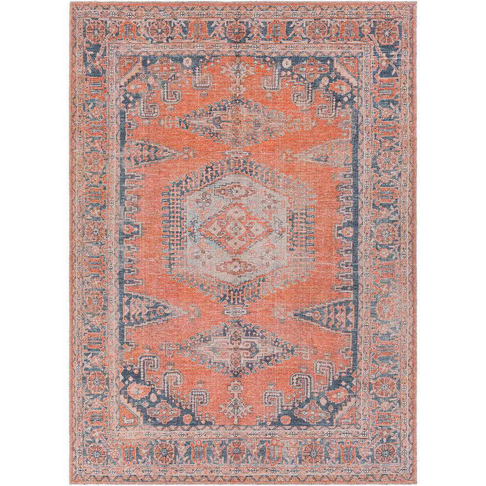 Blaire Machine Washable Traditionnal Boho Burnt Orange Rug - Image 14