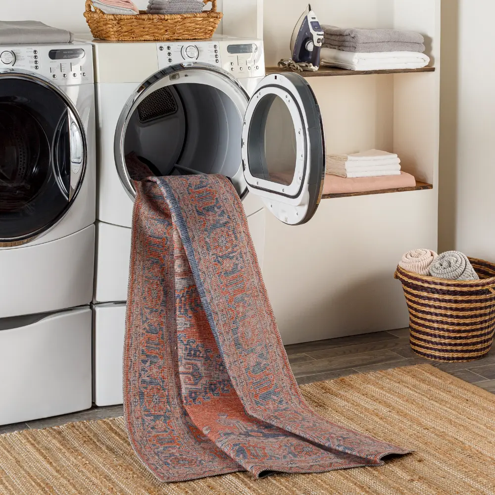 Blaire Machine Washable Traditionnal Boho Burnt Orange Rug - Image 4