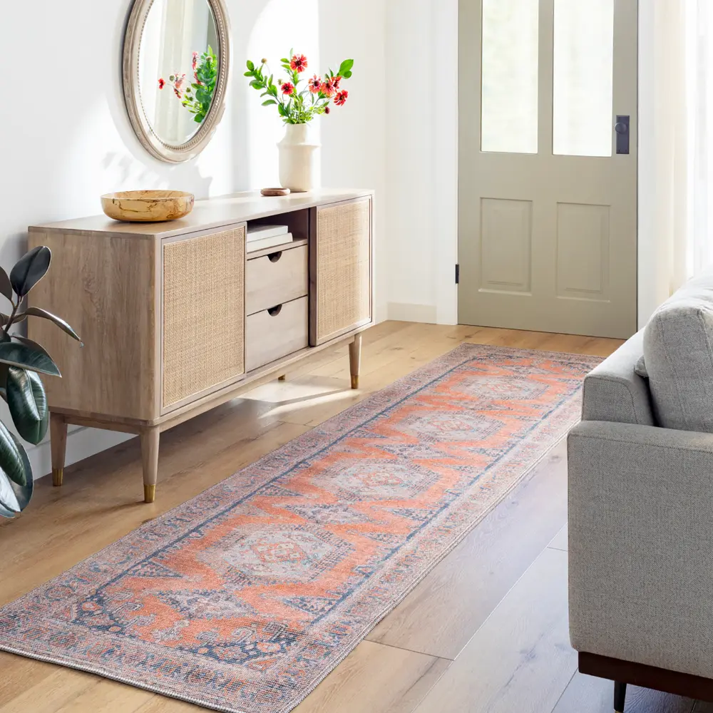 Blaire Machine Washable Traditionnal Boho Burnt Orange Rug - Image 5