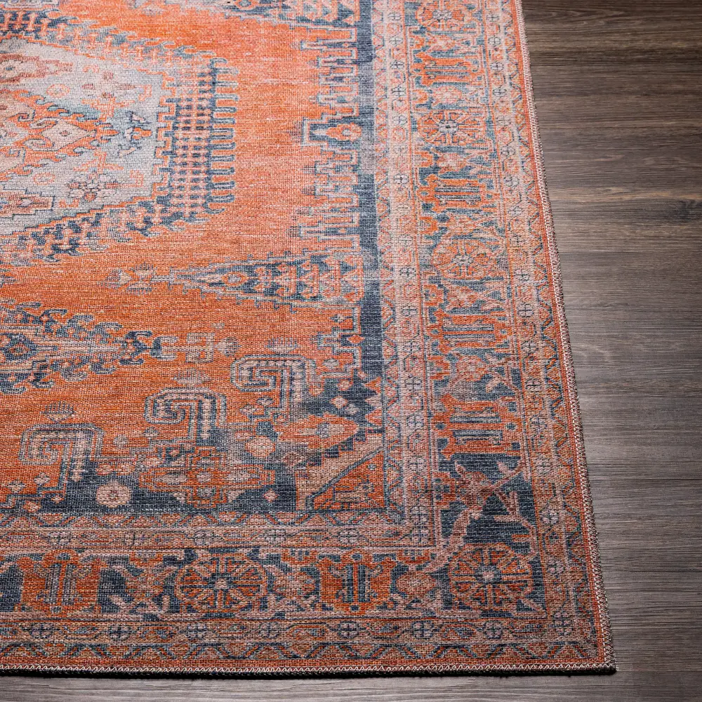 Blaire Machine Washable Traditionnal Boho Burnt Orange Rug - Image 6