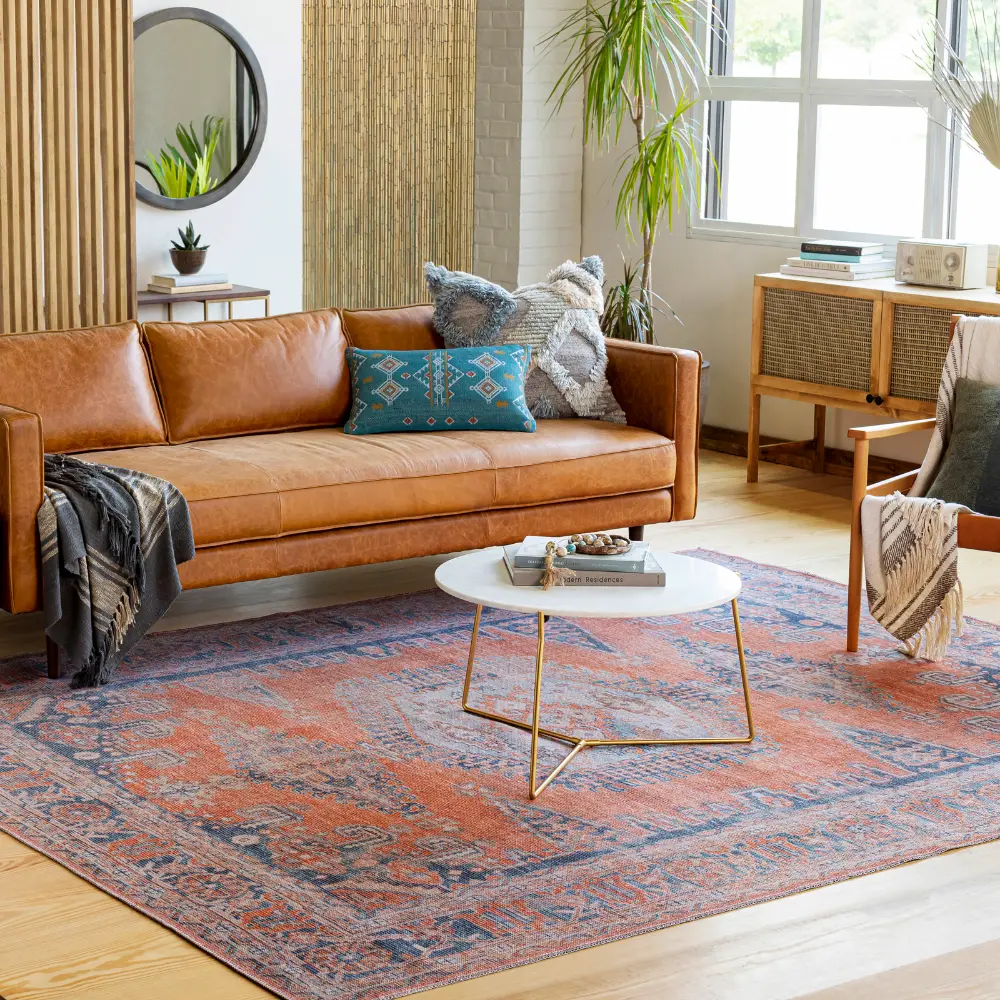 Blaire Machine Washable Traditionnal Boho Burnt Orange Rug - Image 7