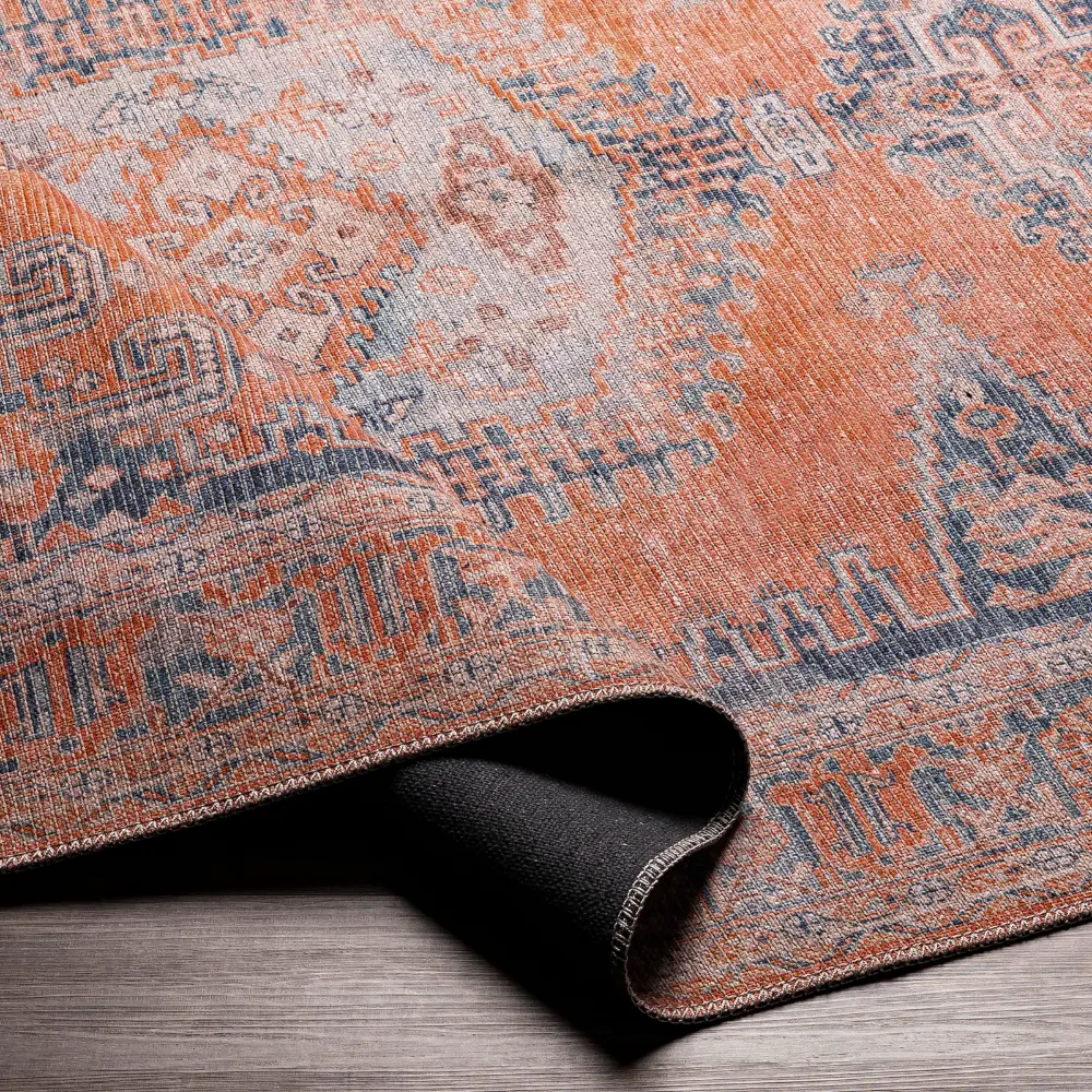 Blaire Machine Washable Traditionnal Boho Burnt Orange Rug - Image 9