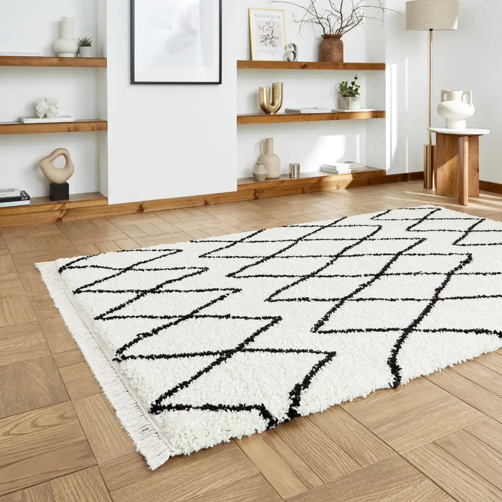 Boho 8280 White/Black Berber Rug - Image 2