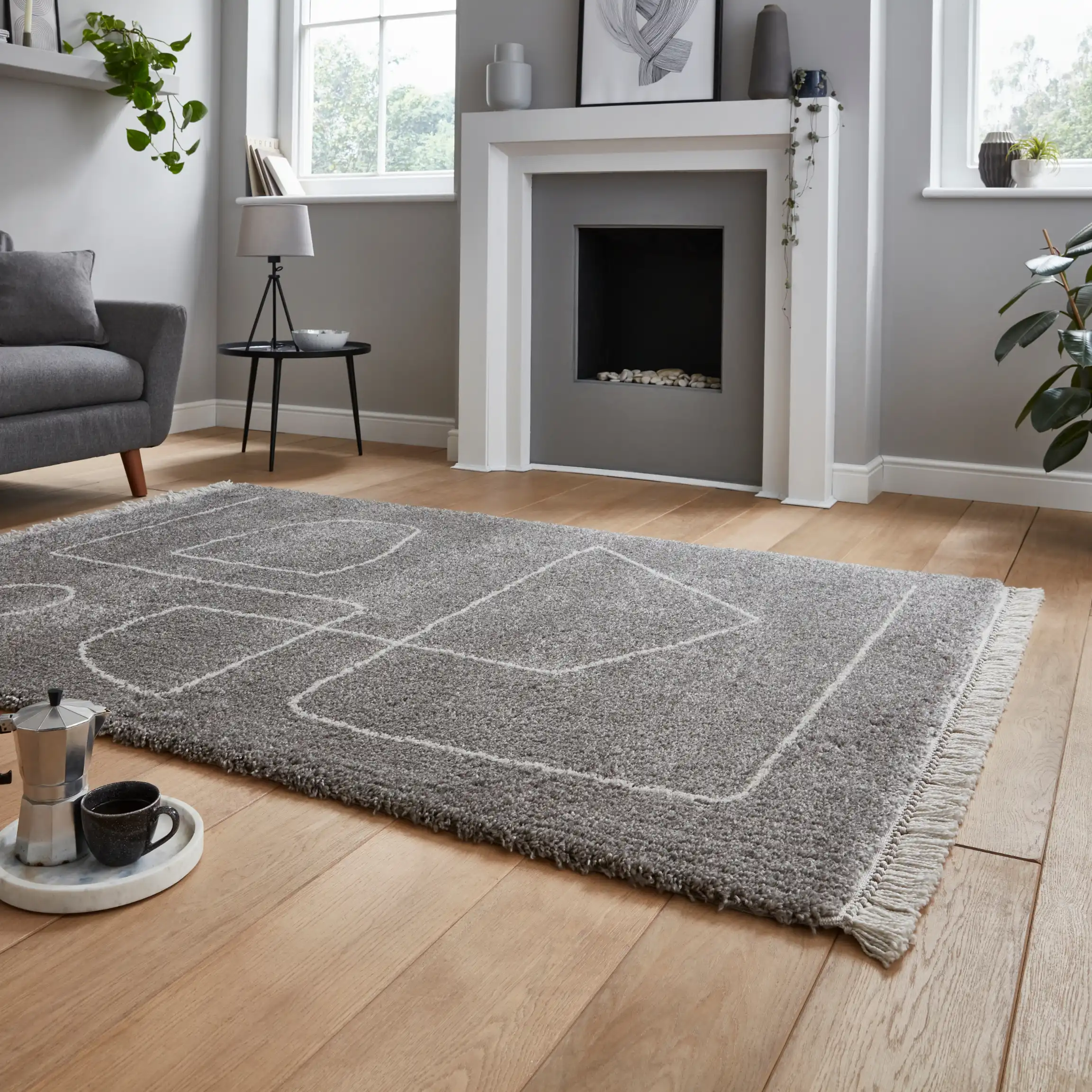 Boho A474 Grey Cream Rug - Image 5